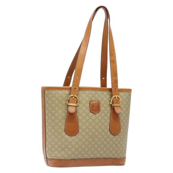 CELINE Macadam Canvas Tote Bag Beige Gold - Picture 1 of 13